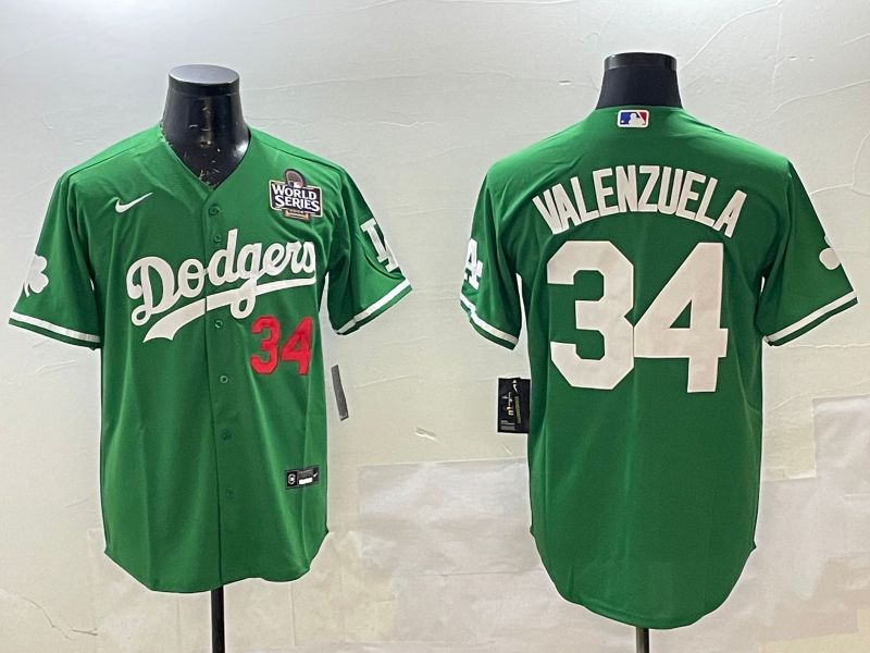 Men Los Angeles Dodgers #34 Valenzuela Green Fashion 2025 Nike MLB Jersey style 2